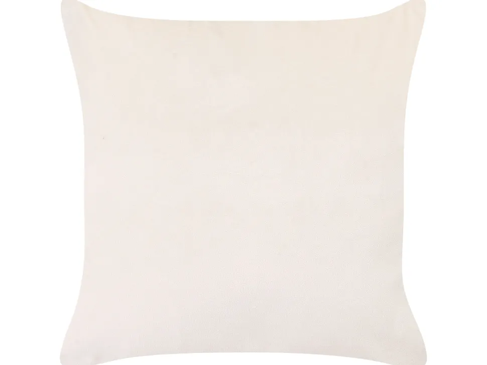 Dekokissen Blumenmotiv Samtstoff Rosa / Beige 45 X 45 Cm 2Er Set Triteleia