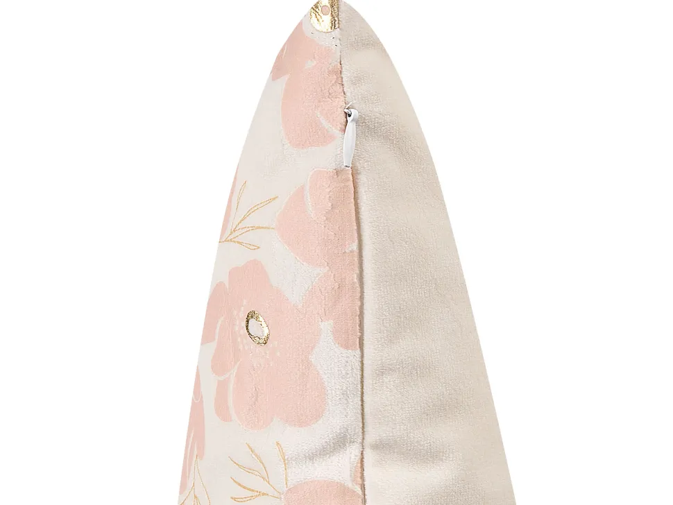 Dekokissen Blumenmotiv Samtstoff Rosa / Beige 45 X 45 Cm 2Er Set Triteleia