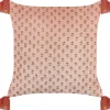 Dekokissen Blumenmotiv Samtstoff Rosa Mit Quasten 45 X 45 Cm Rumhora