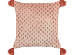 Dekokissen Blumenmotiv Samtstoff Rosa Mit Quasten 45 X 45 Cm Rumhora