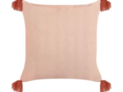 Dekokissen Blumenmotiv Samtstoff Rosa Mit Quasten 45 X 45 Cm Rumhora