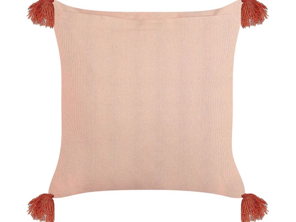 Dekokissen Blumenmotiv Samtstoff Rosa Mit Quasten 45 X 45 Cm Rumhora