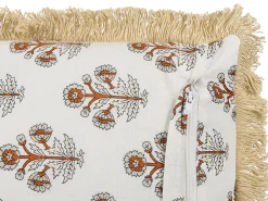 Dekokissen Blumenmuster Baumwolle Cremeweis Mit Fransen 45 X 45 Cm Omorika