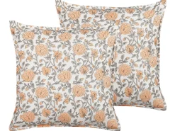Dekokissen Blumenmuster Baumwolle Mehrfarbig 45 X 45 Cm 2Er Set Meadia