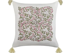 Dekokissen Blumenmuster Baumwolle Mehrfarbig Mit Quasten 45 X 45 Cm Carissa