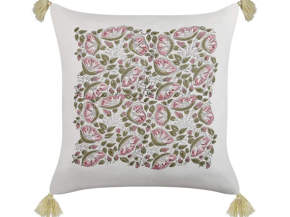 Dekokissen Blumenmuster Baumwolle Mehrfarbig Mit Quasten 45 X 45 Cm Carissa