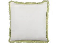 Dekokissen Blumenmuster Baumwolle Hellgrun / Weis Mit Fransen 45 X 45 Cm Filix