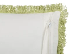 Dekokissen Blumenmuster Baumwolle Hellgrun / Weis Mit Fransen 45 X 45 Cm Filix