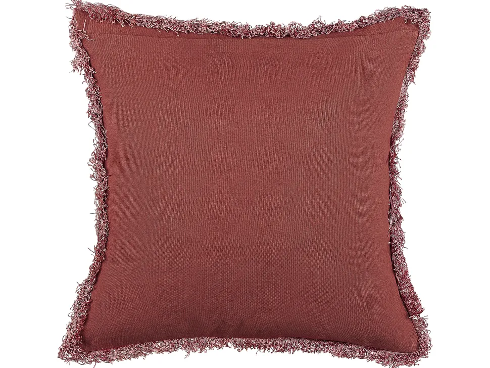 Dekokissen Blumenmuster Samtstoff Schwarz / Rosa Mit Fransen 45 X 45 Cm Morus
