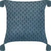 Dekokissen Blumenmuster Samtstoff Dunkelblau Mit Quasten 45 X 45 Cm Ribes