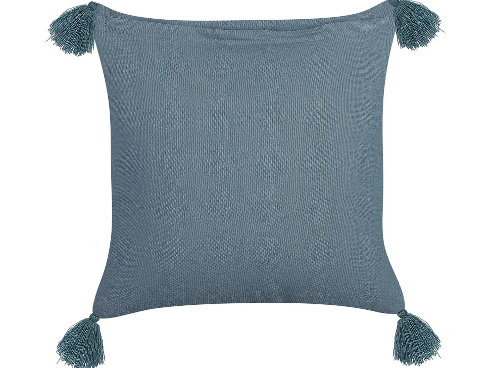 Dekokissen Blumenmuster Samtstoff Dunkelblau Mit Quasten 45 X 45 Cm Ribes