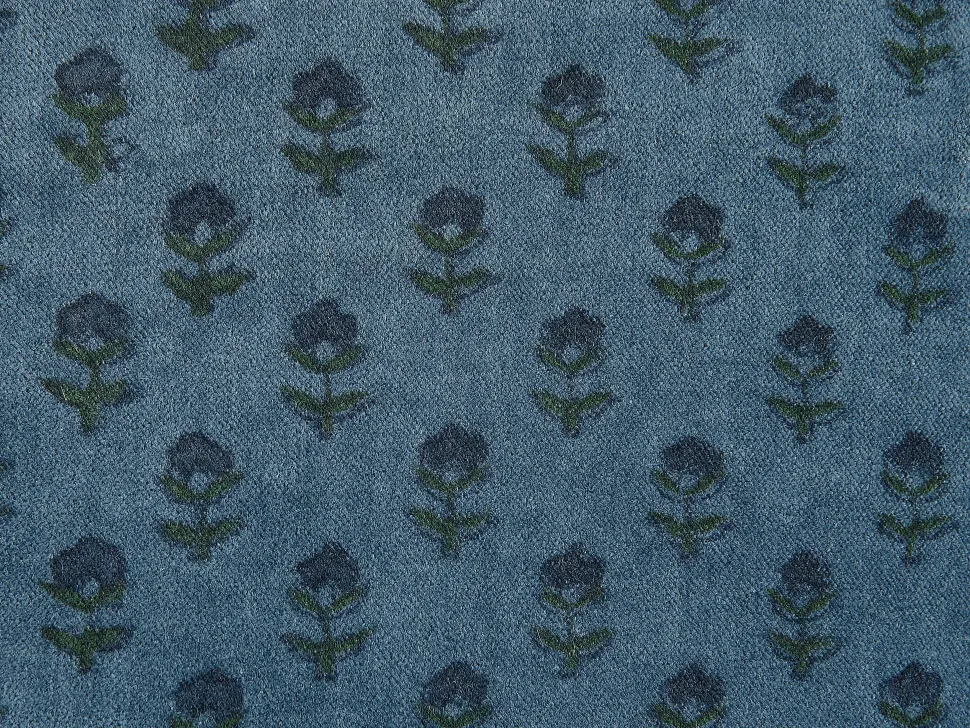 Dekokissen Blumenmuster Samtstoff Dunkelblau Mit Quasten 45 X 45 Cm Ribes