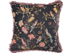 Dekokissen Blumenmuster Samtstoff Schwarz / Rosa Mit Fransen 45 X 45 Cm 2Er Set Morus