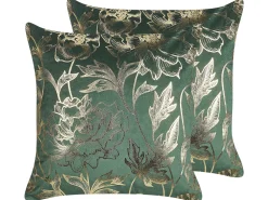 Dekokissen Blumenmuster Samtstoff Grun 45 X 45 Cm 2Er Set Daffodil