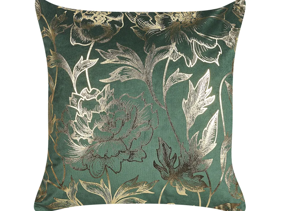 Dekokissen Blumenmuster Samtstoff Grun 45 X 45 Cm 2Er Set Daffodil