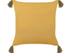 Dekokissen Blumenmuster Samtstoff Senfgelb Mit Quasten 45 X 45 Cm 2Er Set Rheum