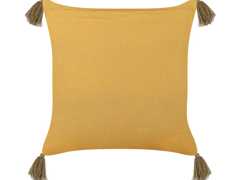Dekokissen Blumenmuster Samtstoff Senfgelb Mit Quasten 45 X 45 Cm 2Er Set Rheum