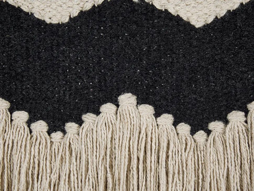 Dekokissen Chevron-Muster Mit Fransen Beige / Schwarz 45 X 45 Cm 2Er Set Hydrangea