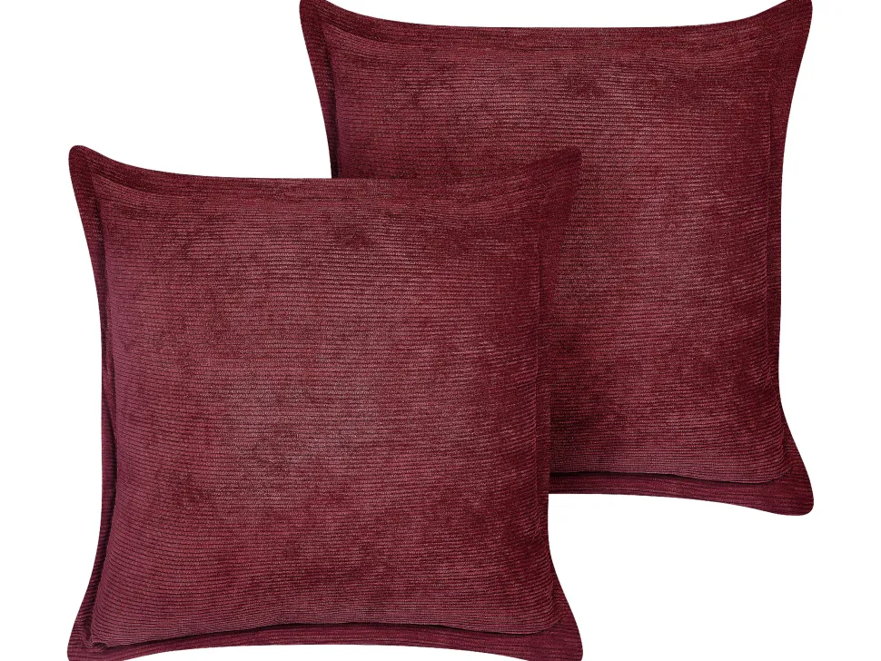Dekokissen Cord Bordeaux 43 × 43 Cm 2Er Set Zinnia