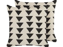 Dekokissen Dreiecke Baumwolle Hellbeige / Schwarz 45 X 45 Cm 2Er Set Cercis