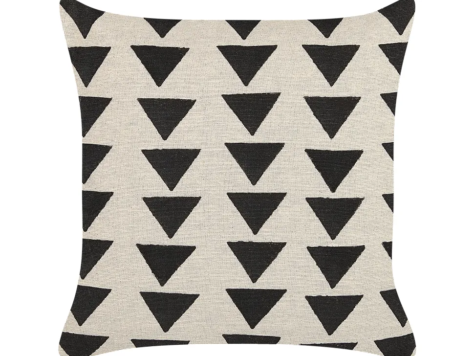 Dekokissen Dreiecke Baumwolle Hellbeige / Schwarz 45 X 45 Cm 2Er Set Cercis