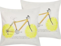Dekokissen Fahrradmotiv Baumwolle Bunt 45 X 45 Cm 2Er Set Ruscus