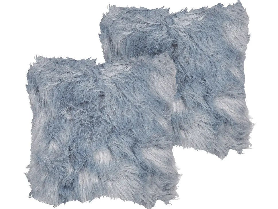 Dekokissen Felloptik Blau / Grau 42 X 42 Cm 2Er Set Lubha