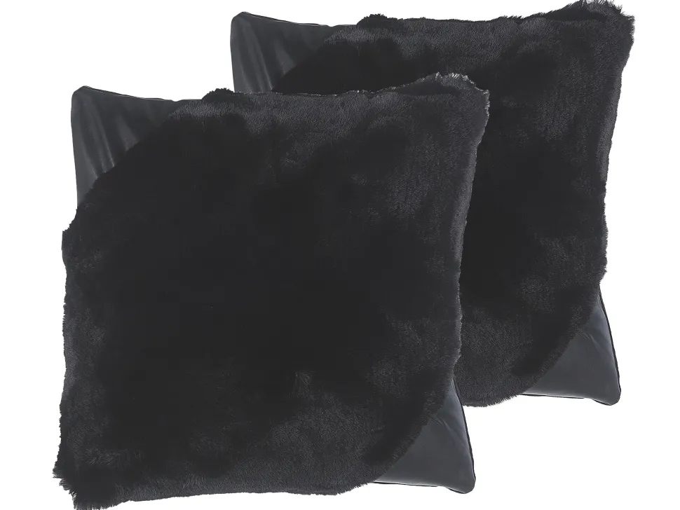 Dekokissen Felloptik Schwarz 42 X 42 Cm 2Er Set Ehnar