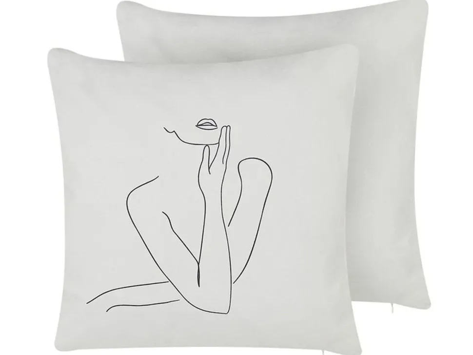 Dekokissen Feminines Motiv Weis 45 X 45 Cm 2Er Set Meadowfoam