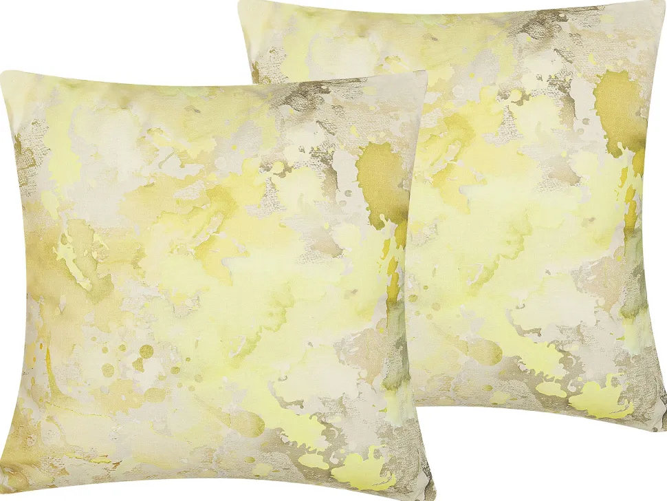 Dekokissen Fleckenmotiv Baumwolle Gelb 45 X 45 Cm 2Er Set Pachira
