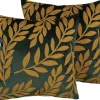 Dekokissen Florales Motiv Samtstoff Dunkelgrun 45 X 45 Cm 2Er Set Mistletoe