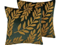 Dekokissen Florales Motiv Samtstoff Dunkelgrun 45 X 45 Cm 2Er Set Mistletoe