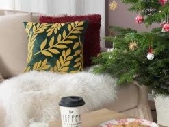 Dekokissen Florales Motiv Samtstoff Dunkelgrun 45 X 45 Cm 2Er Set Mistletoe