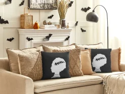 Dekokissen Frankensteins-Braut-Motiv Samtstoff Schwarz / Weis 45 X 45 Cm 2Er Set Mandevilla