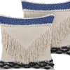 Dekokissen Fransen Beige / Marineblau 45 X 45 Cm 2Er Set Sofca