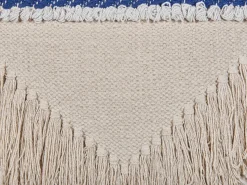 Dekokissen Fransen Beige / Marineblau 45 X 45 Cm 2Er Set Sofca