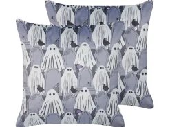 Dekokissen Geist-Motiv Samtstoff Grau 45 X 45 Cm 2Er Set Fanate