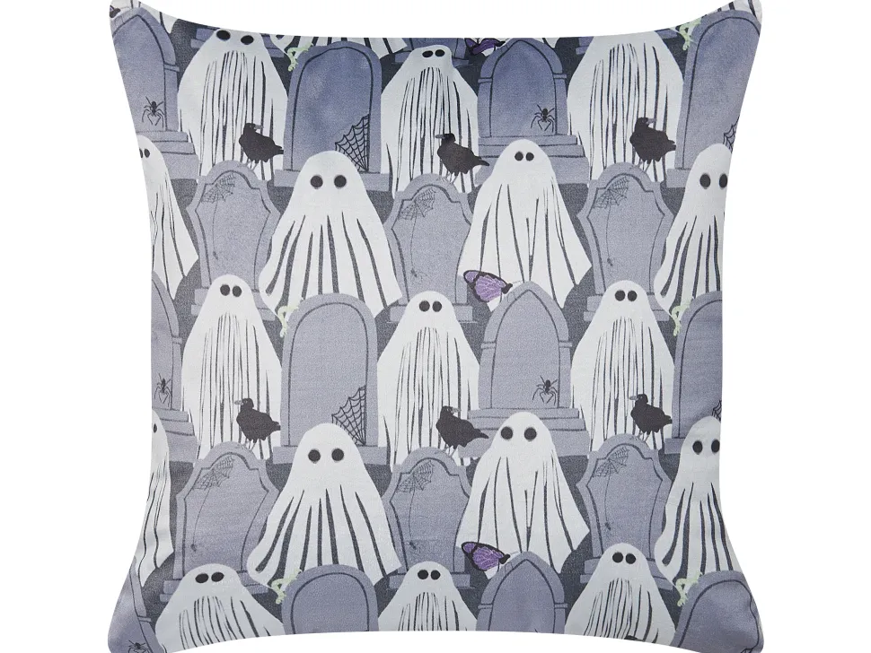 Dekokissen Geist-Motiv Samtstoff Grau 45 X 45 Cm 2Er Set Fanate