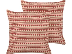 Dekokissen Geometrisches Muster Baumwolle Rot/Beige 45 X 45 Cm 2Er Set Deglupta