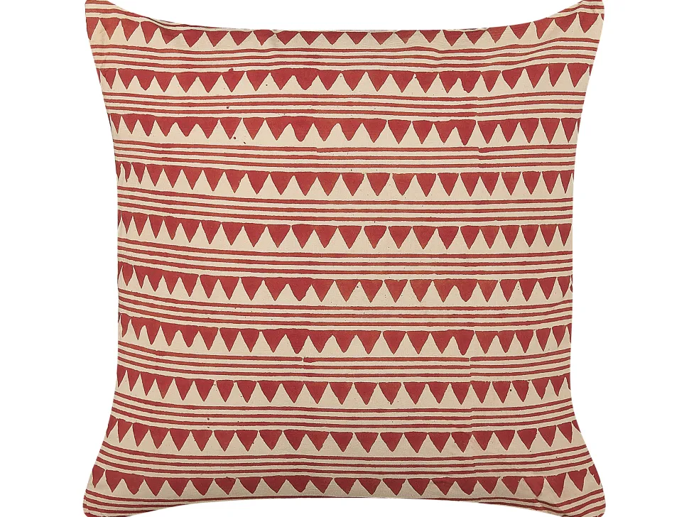 Dekokissen Geometrisches Muster Baumwolle Rot/Beige 45 X 45 Cm 2Er Set Deglupta