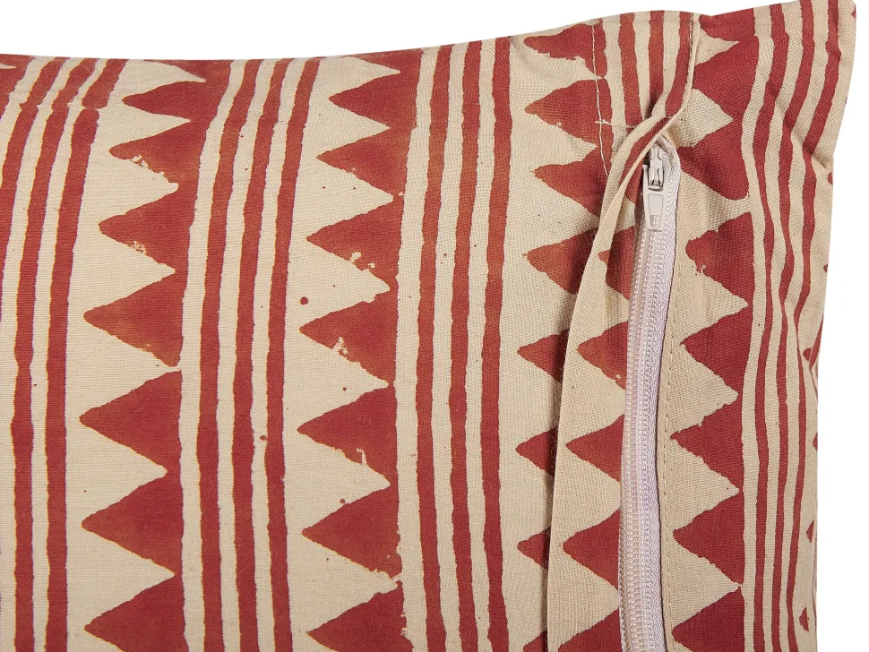 Dekokissen Geometrisches Muster Baumwolle Rot/Beige 45 X 45 Cm 2Er Set Deglupta