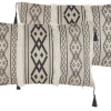 Dekokissen Geometrisches Muster Mit Fransen Beige / Schwarz 30 X 50 Cm 2Er Set Pulmonaria