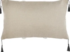 Dekokissen Geometrisches Muster Mit Fransen Beige / Schwarz 30 X 50 Cm 2Er Set Pulmonaria
