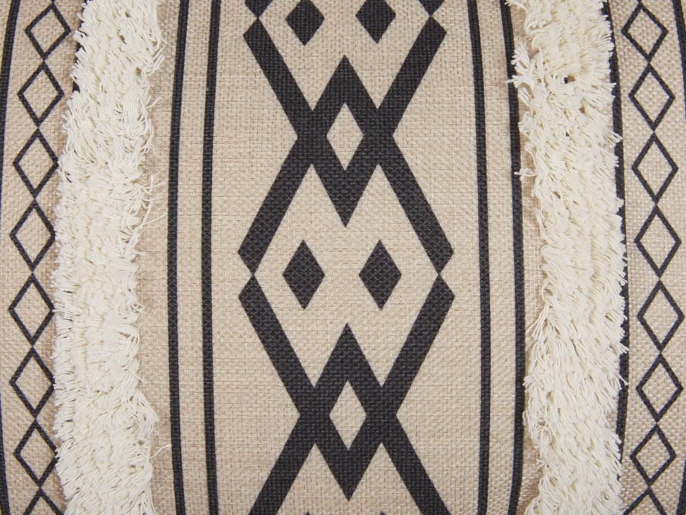 Dekokissen Geometrisches Muster Mit Fransen Beige / Schwarz 30 X 50 Cm 2Er Set Pulmonaria