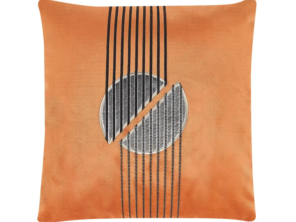 Dekokissen Geometrisches Muster Samtstoff Orange 45 X 45 Cm 2Er Set Ceropegia