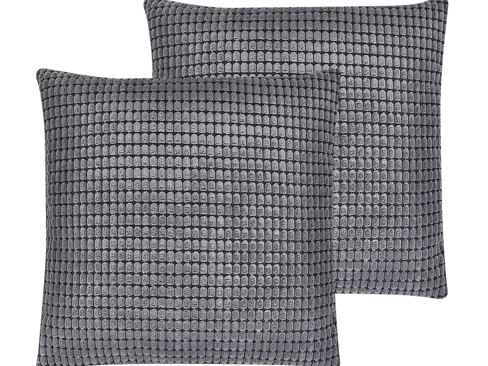Dekokissen Geometrisches Muster Samtstoff Grau 45 X 45 Cm 2Er Set Aspidistra