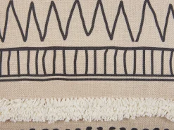 Dekokissen Geometrisches Muster Mit Fransen Beige / Schwarz 45 X 45 Cm 2Er Set Heuchera