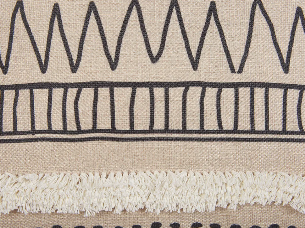 Dekokissen Geometrisches Muster Mit Fransen Beige / Schwarz 45 X 45 Cm 2Er Set Heuchera