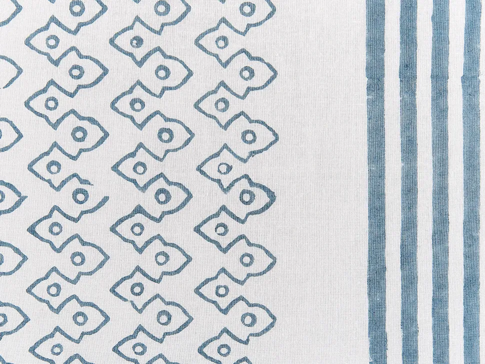 Dekokissen Geometrisches Muster Baumwolle Weis/Blau Mit Quasten 45 X 45 Cm 2Er Set Tilia