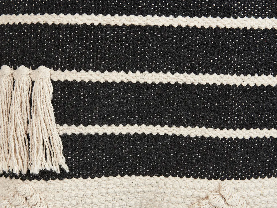 Dekokissen Geometrisches Muster Mit Fransen Beige / Schwarz 50 X 50 Cm 2Er Set Chittoor